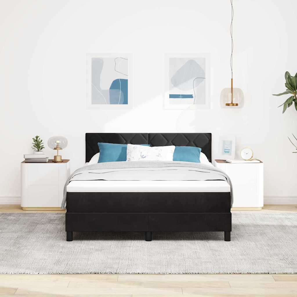 Letto a molle con testiera Nero 160 x 200 cm Velluto | homemem39