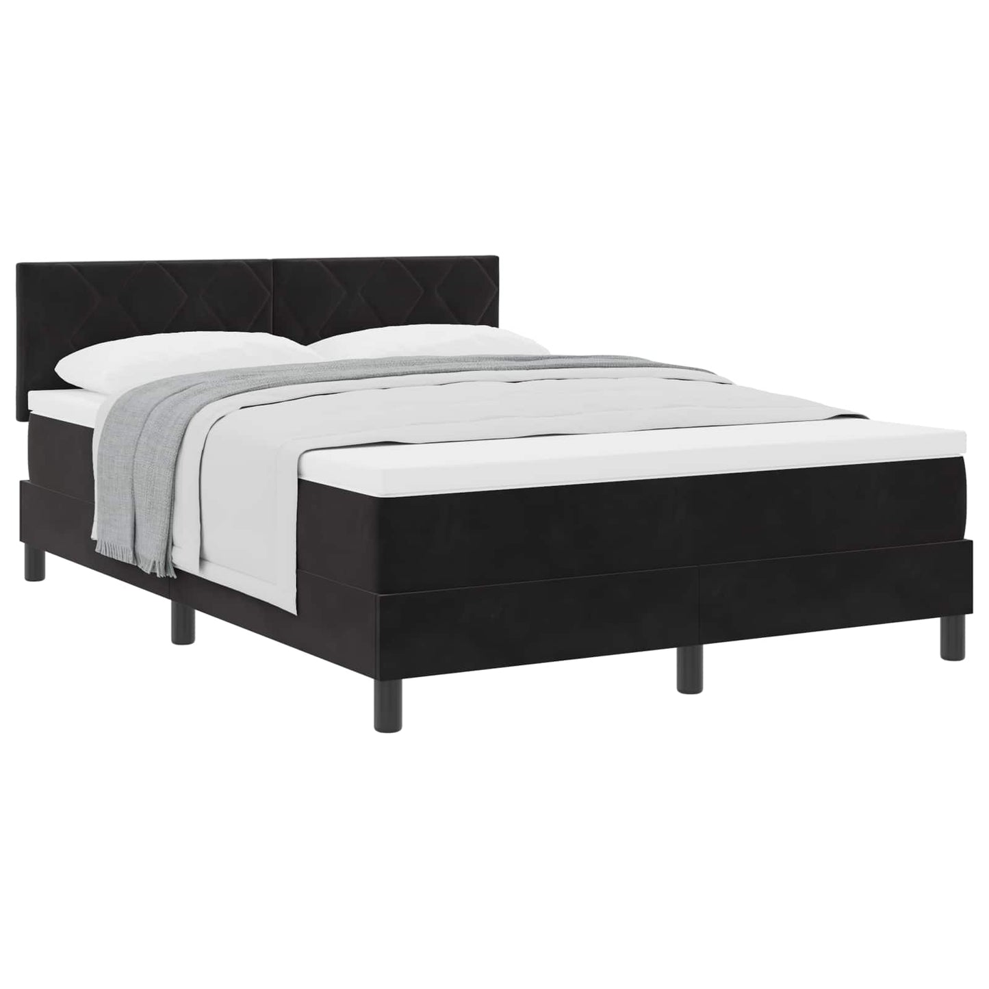 Letto a molle con testiera Nero 160 x 200 cm Velluto | homemem39