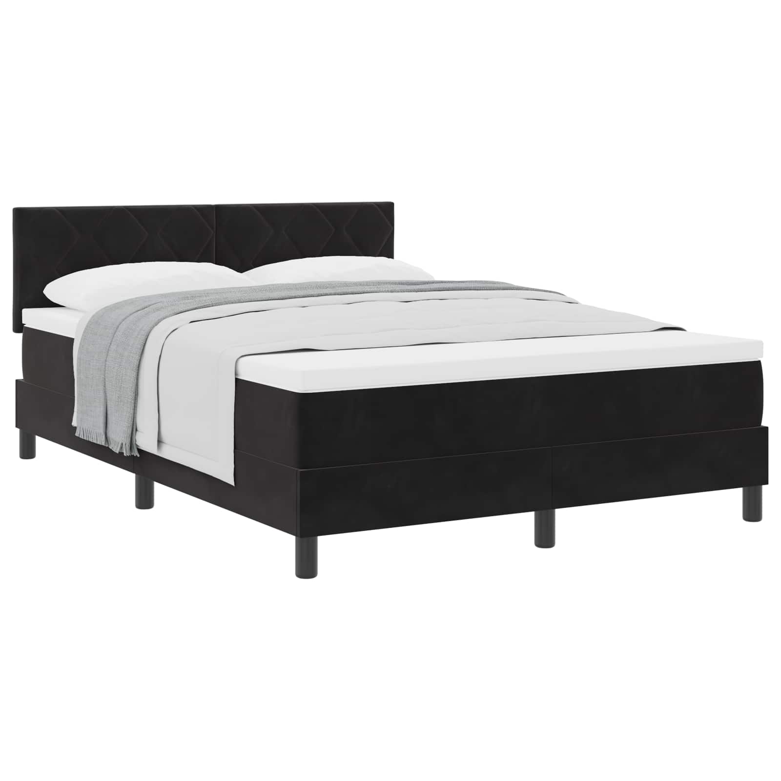Letto a molle con testiera Nero 160 x 200 cm Velluto | homemem39