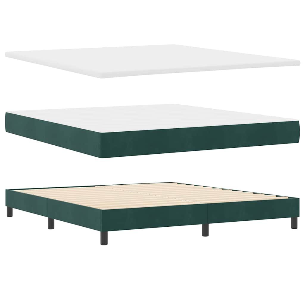 Letto a molle con materasso Verde Scuro 180 x 200 cm Velluto