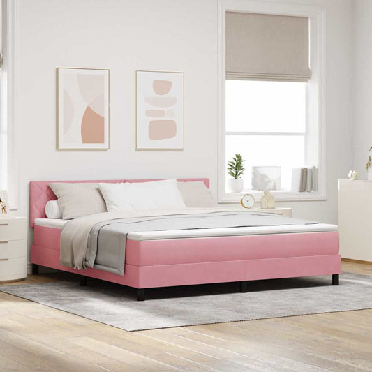Letto a molle con testiera Rosa 180 x 200 cm Velluto | homemem39