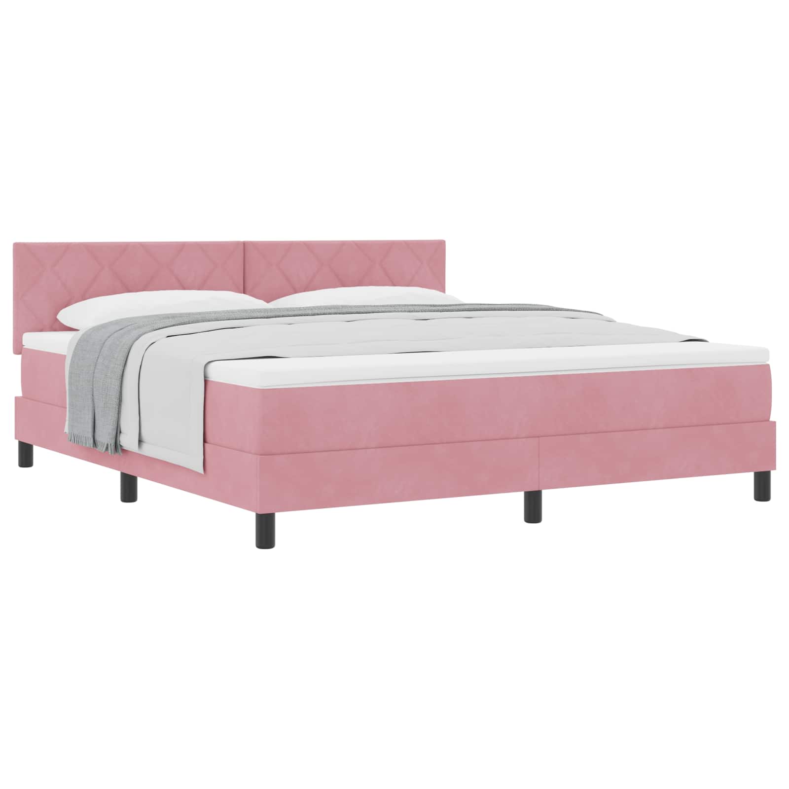 Letto a molle con testiera Rosa 180 x 200 cm Velluto | homemem39
