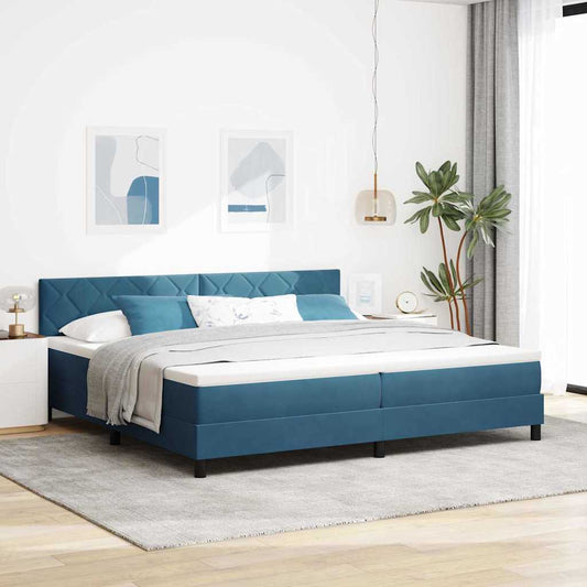 Letto a molle con testiera Blu Scuro 200 x 200 cm Velluto | homemem39