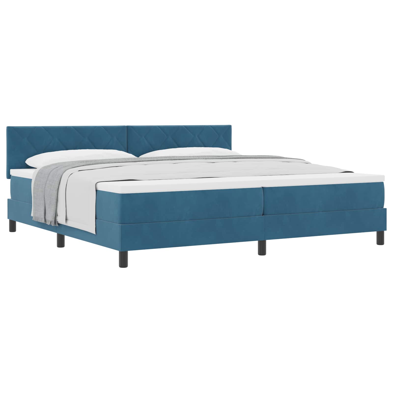 Letto a molle con testiera Blu Scuro 200 x 200 cm Velluto | homemem39