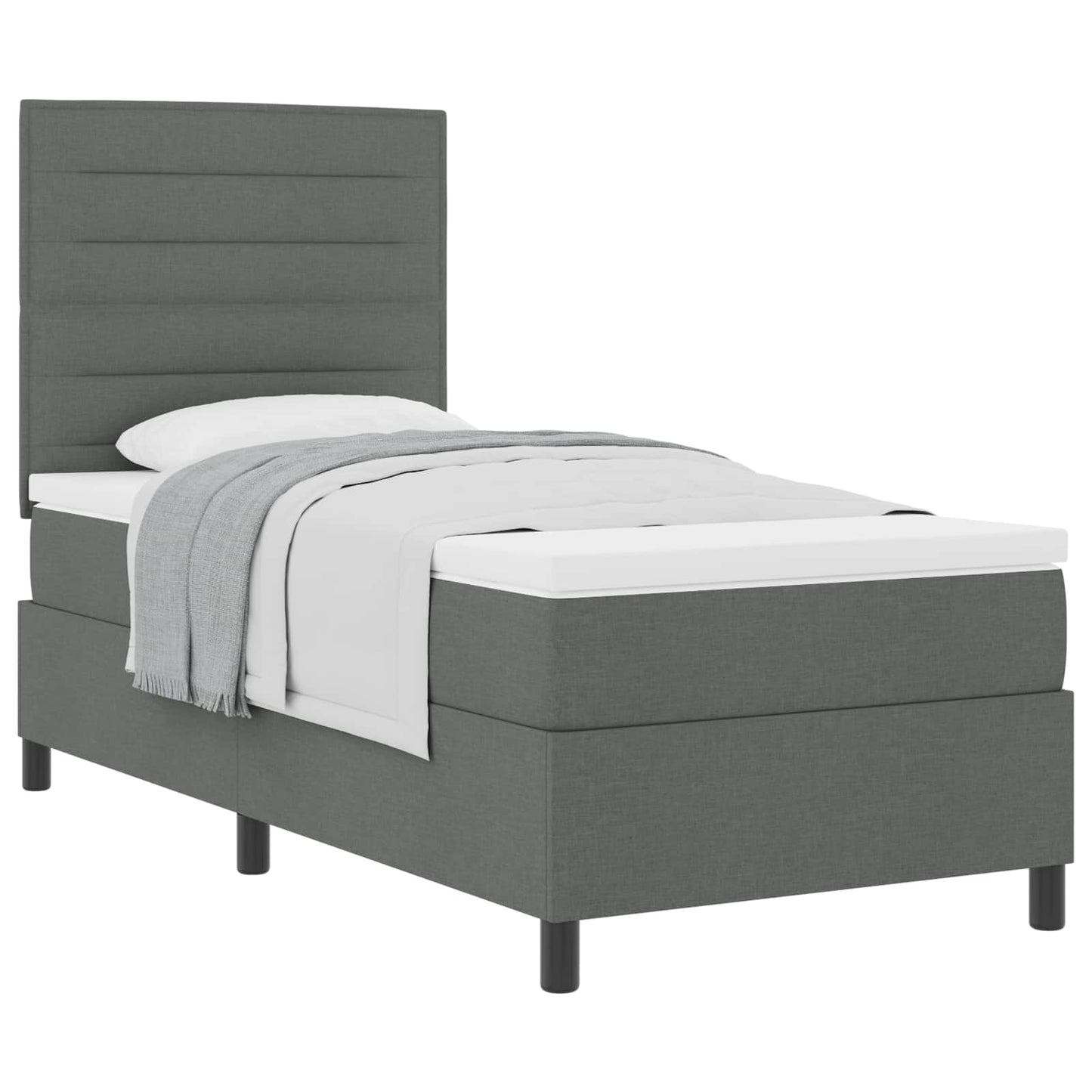 Letto a molle con materasso Grigio scuro 80 x 200 cm Tessuto | homemem39