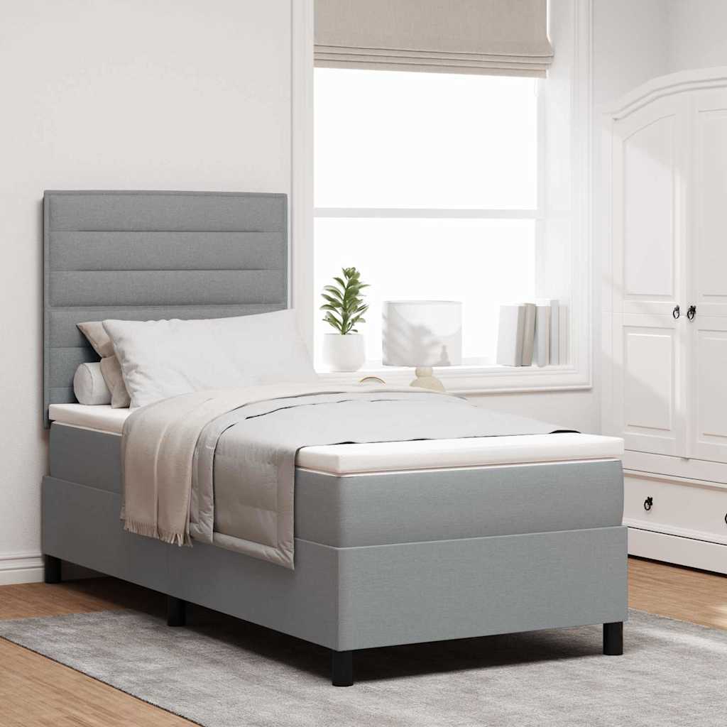 Letto a molle con materasso Grigio chiaro 100 x 200 cm Tessuto | homemem39
