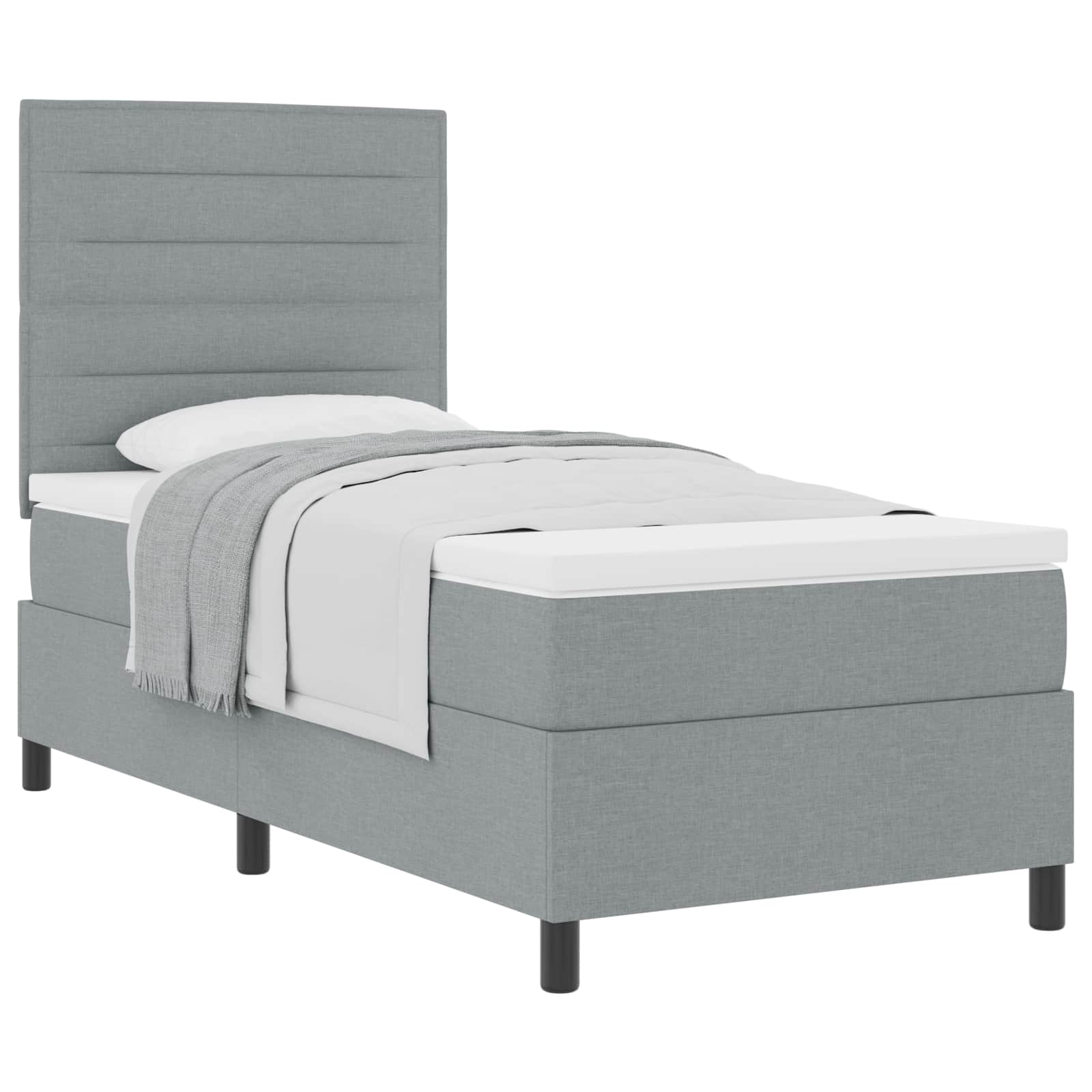 Letto a molle con materasso Grigio chiaro 100 x 200 cm Tessuto | homemem39