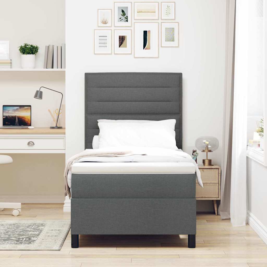 Letto a molle con materasso Grigio scuro 100 x 200 cm Tessuto | homemem39