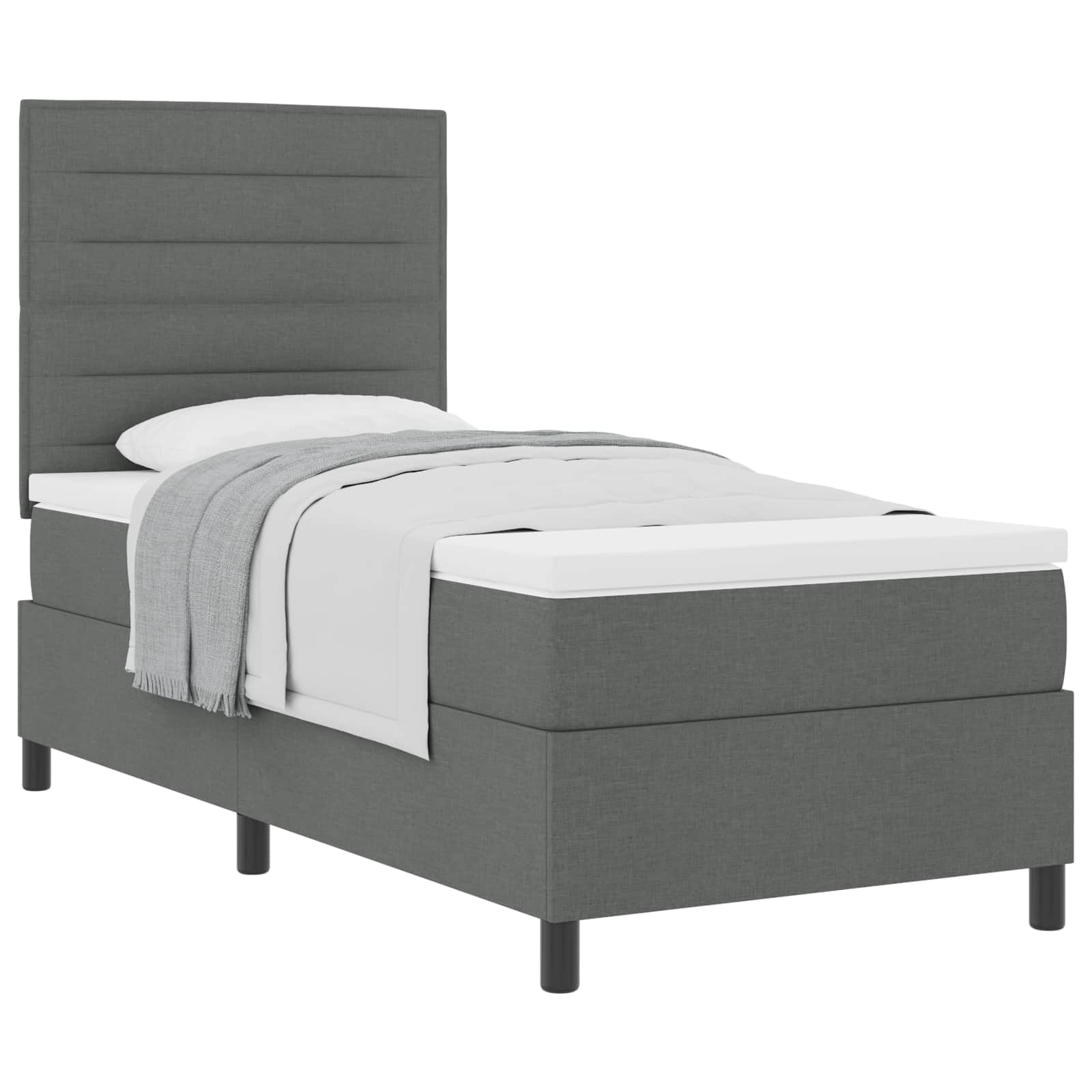 Letto a molle con materasso Grigio scuro 100 x 200 cm Tessuto | homemem39