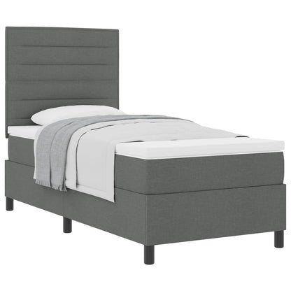 Letto a molle con materasso Grigio scuro 100 x 200 cm Tessuto | homemem39