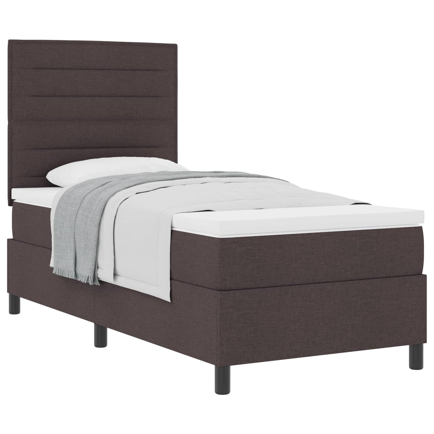 Letto a molle con materasso Marrone Scuro 100 x 200 cm Tessuto | homemem39