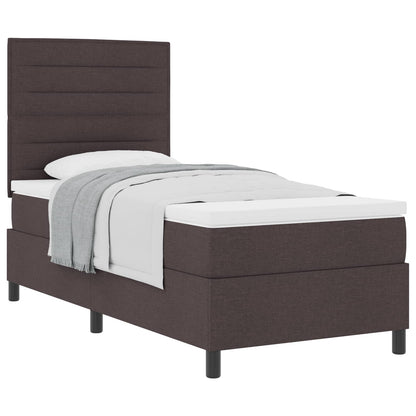 Letto a molle con materasso Marrone Scuro 100 x 200 cm Tessuto | homemem39
