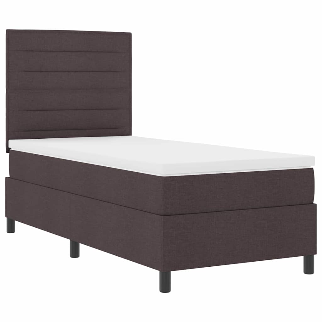 Letto a molle con materasso Marrone Scuro 100 x 200 cm Tessuto | homemem39