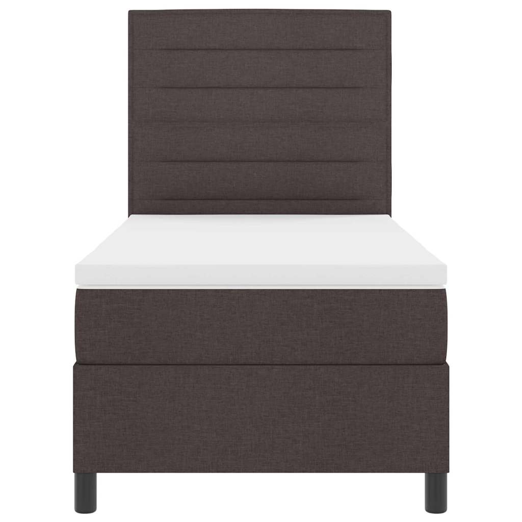 Letto a molle con materasso Marrone Scuro 100 x 200 cm Tessuto | homemem39
