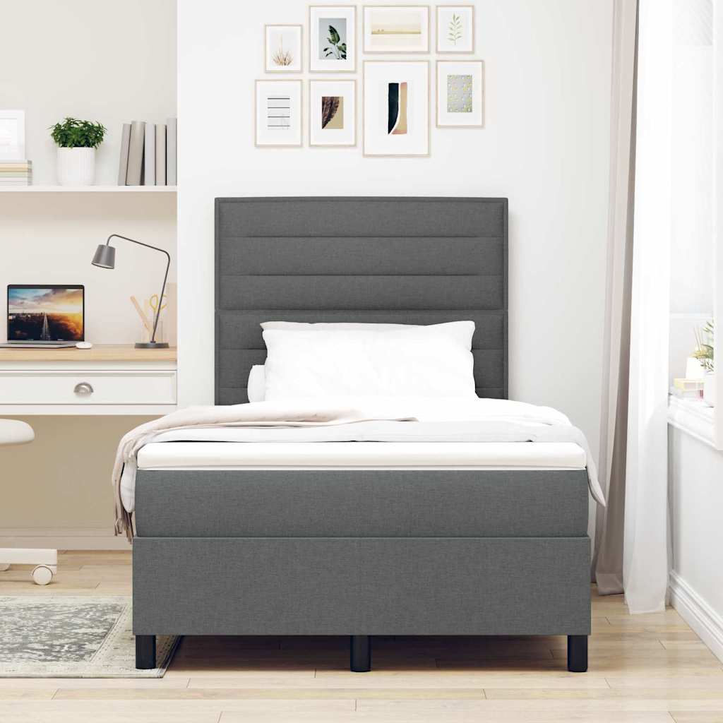 Letto a molle con materasso Grigio scuro 120 x 190 cm Tessuto | homemem39