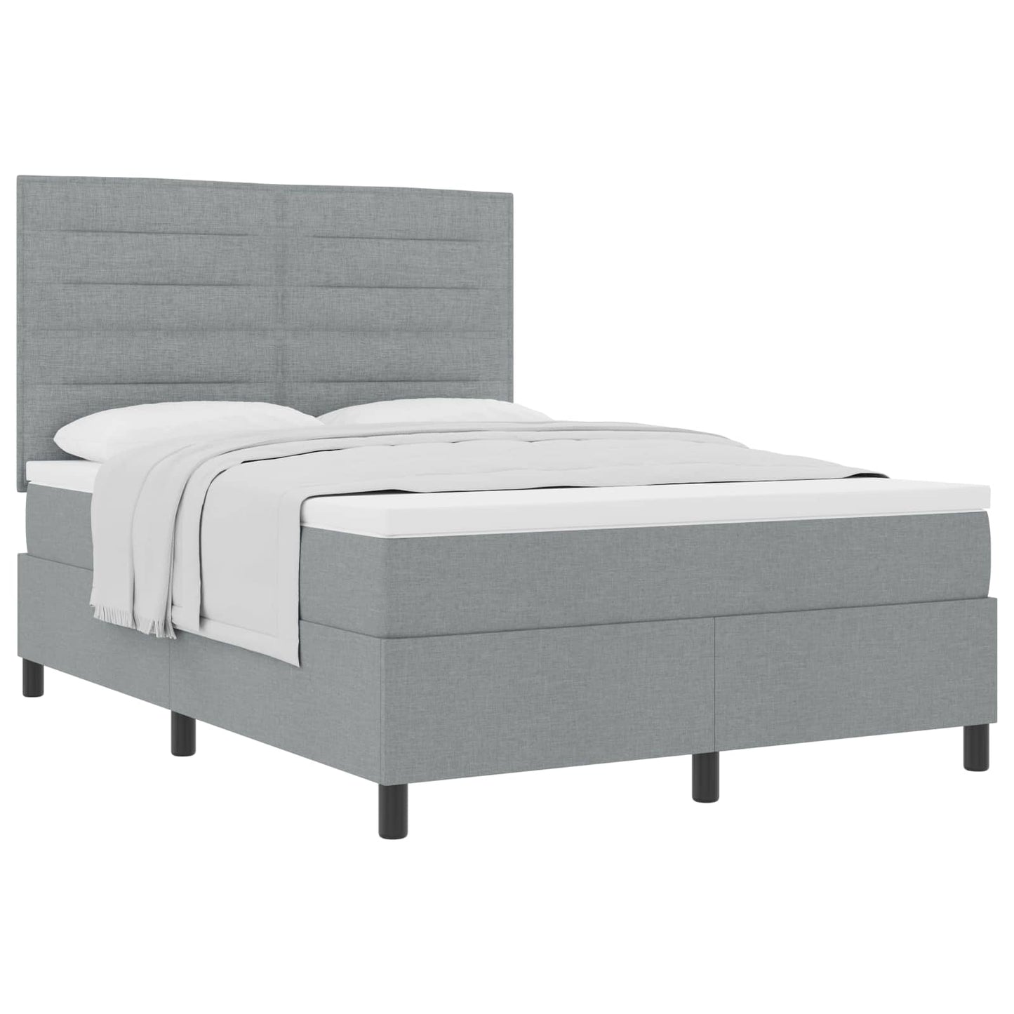 Letto a molle con materasso Grigio chiaro 140 x 190 cm Tessuto