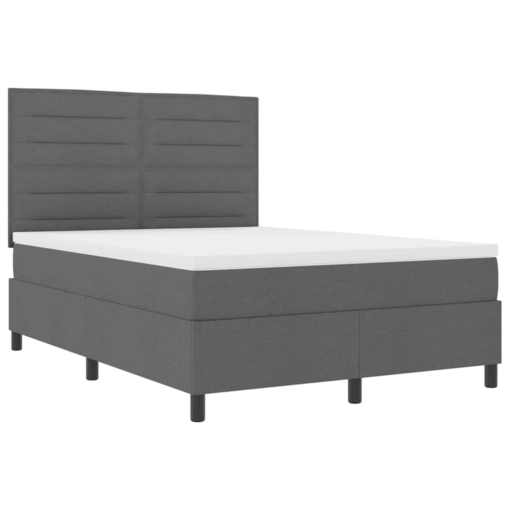 Letto a molle con materasso Grigio scuro 140 x 190 cm Tessuto