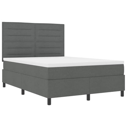 Letto a molle con materasso Grigio scuro 140 x 190 cm Tessuto