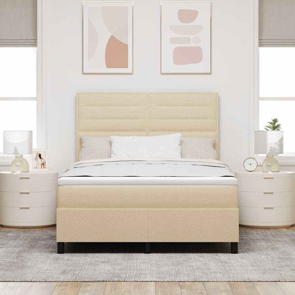 Letto a molle con materasso Crema 140 x 190 cm Tessuto | homemem39