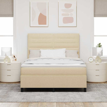 Letto a molle con materasso Crema 140 x 190 cm Tessuto | homemem39