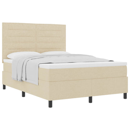 Letto a molle con materasso Crema 140 x 190 cm Tessuto | homemem39