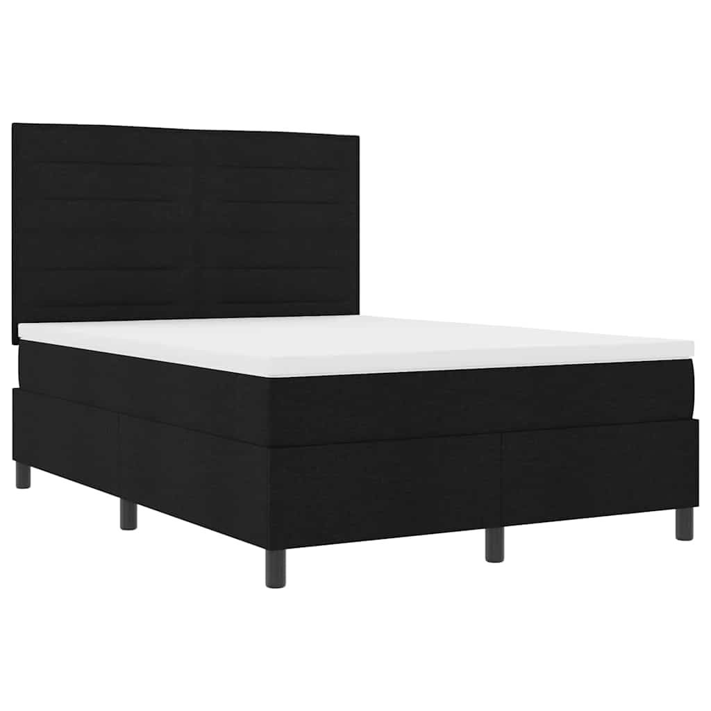 Letto a molle con materasso Nero 140 x 200 cm Tessuto