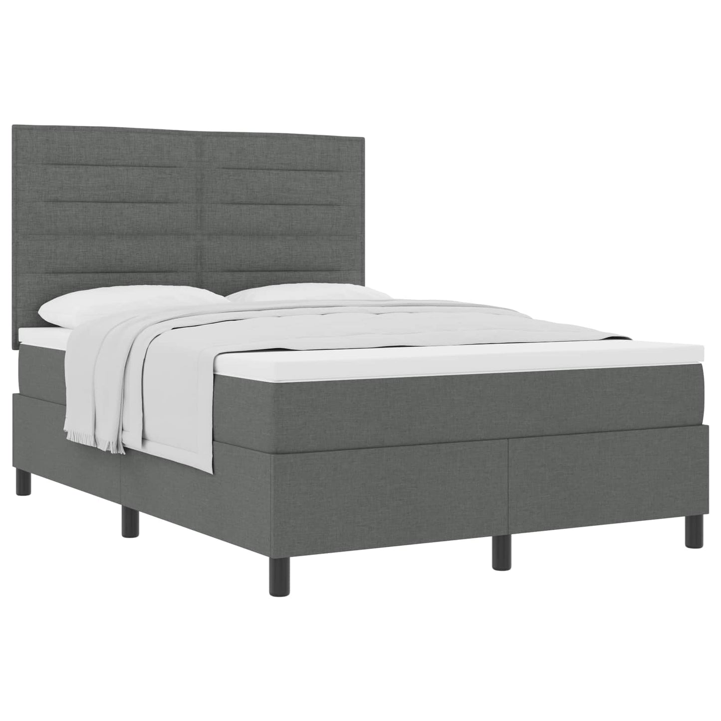 Letto a molle con materasso Grigio scuro 160 x 200 cm Tessuto