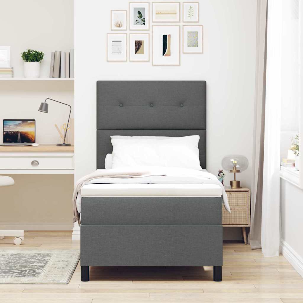 Letto a molle con testiera Grigio scuro 80 x 200 cm Tessuto | homemem39