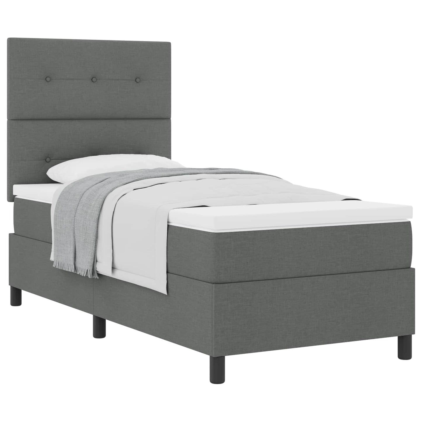 Letto a molle con testiera Grigio scuro 80 x 200 cm Tessuto | homemem39