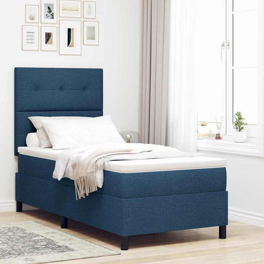 Letto a molle con testiera Blu 80 x 200 cm Tessuto | homemem39
