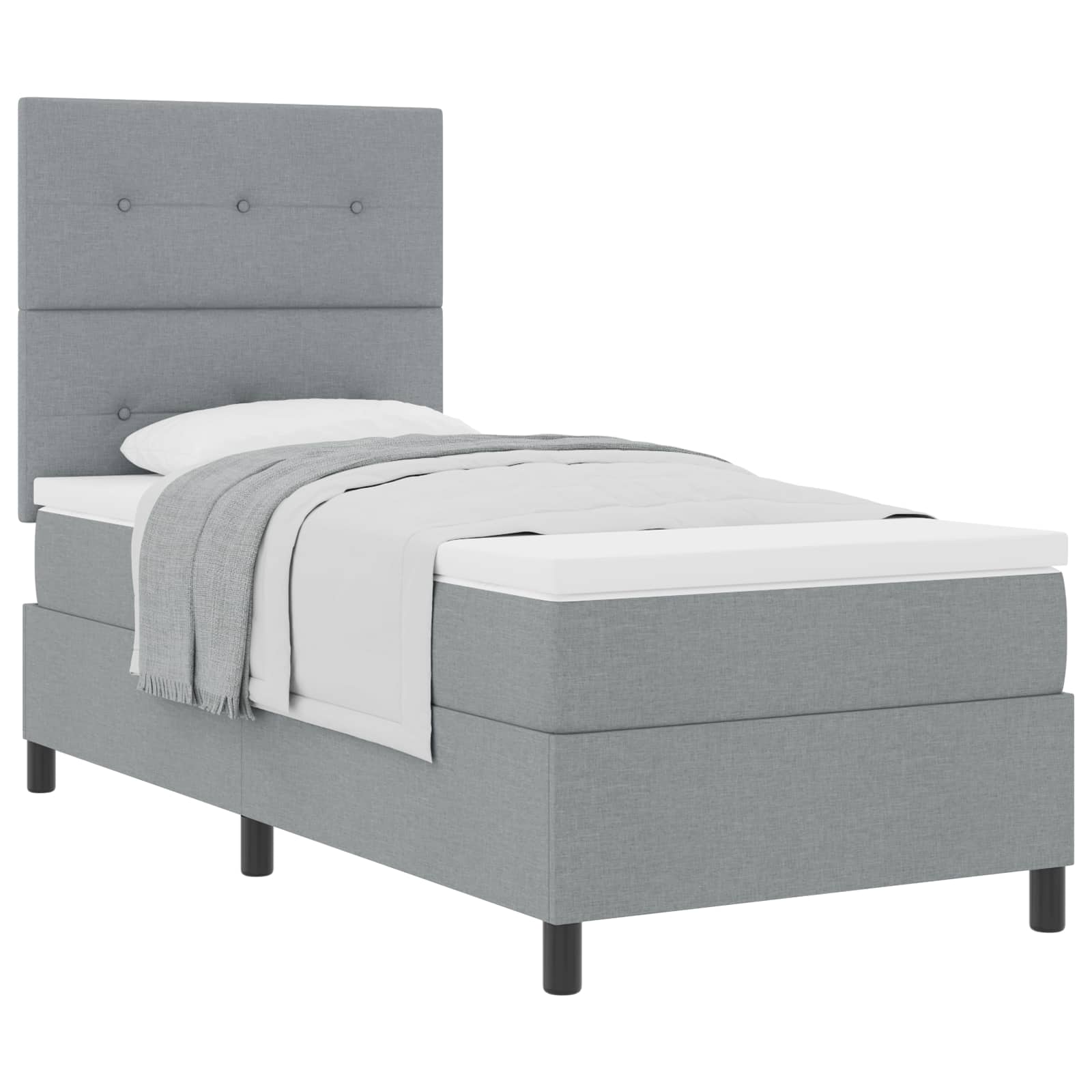 Letto a molle con testiera Grigio chiaro 90 x 190 cm Tessuto | homemem39
