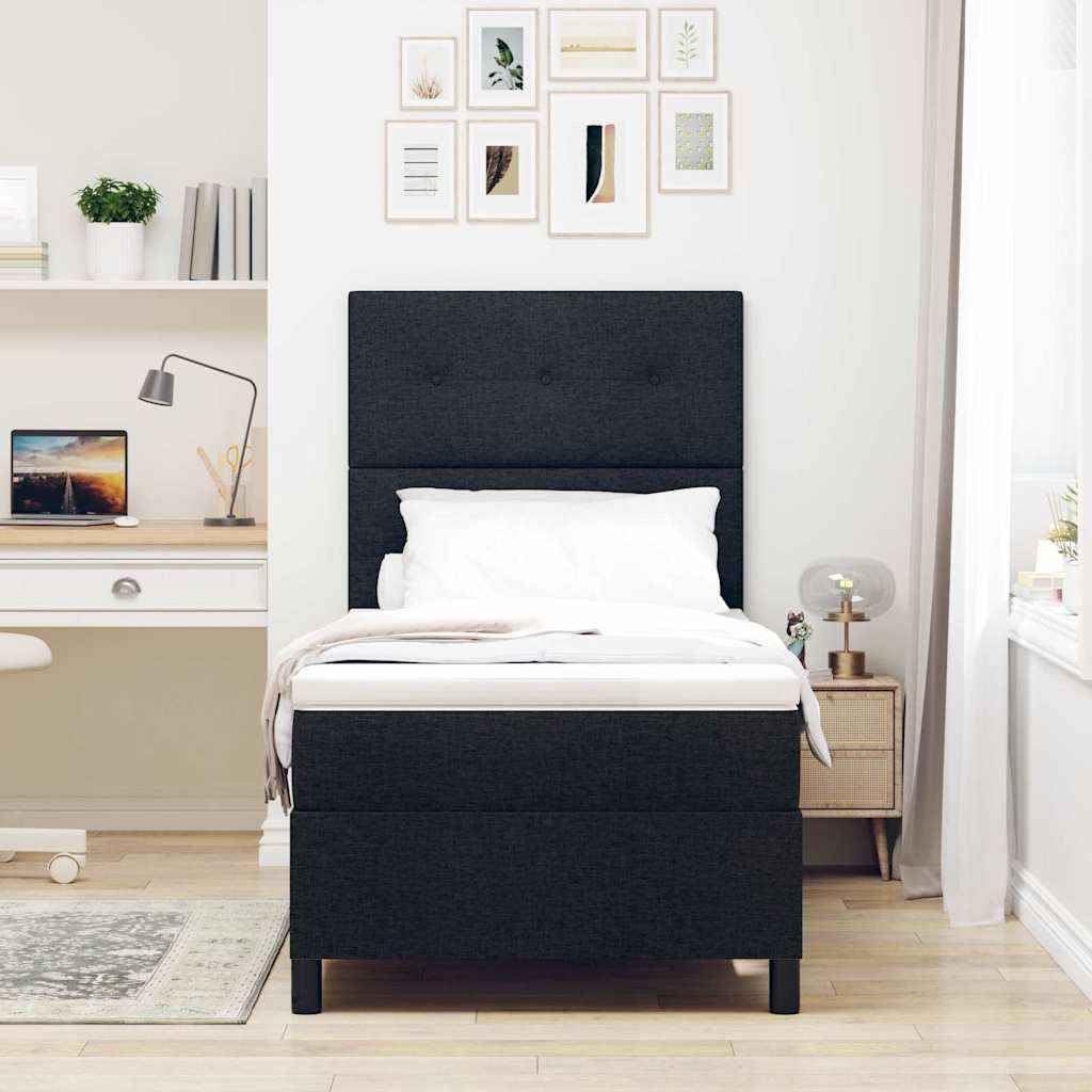 Letto a molle con testiera Nero 90 x 190 cm Tessuto | homemem39