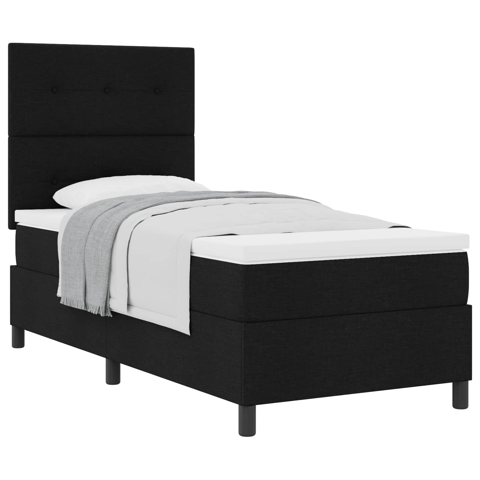 Letto a molle con testiera Nero 90 x 190 cm Tessuto | homemem39