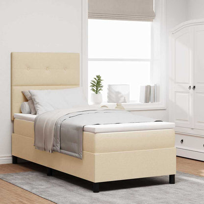 Letto a molle con materasso Crema 90 x 190 cm Tessuto | homemem39