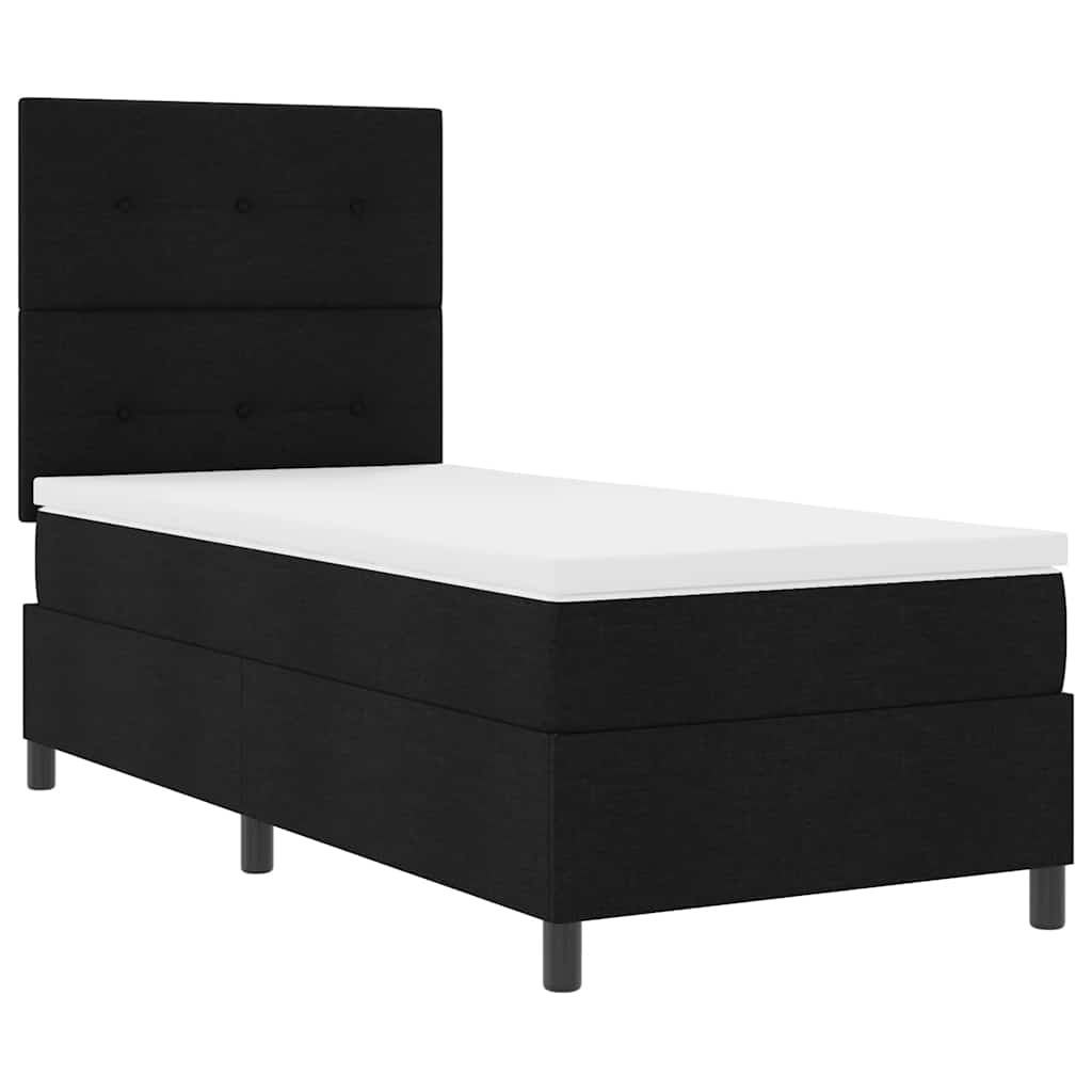 Letto a molle con materasso Nero 90 x 200 cm Tessuto