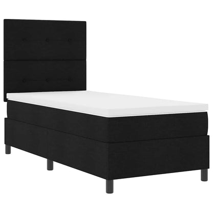 Letto a molle con materasso Nero 90 x 200 cm Tessuto