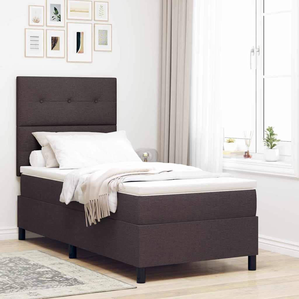 Letto a molle con testiera Marrone Scuro 100 x 200 cm Tessuto | homemem39