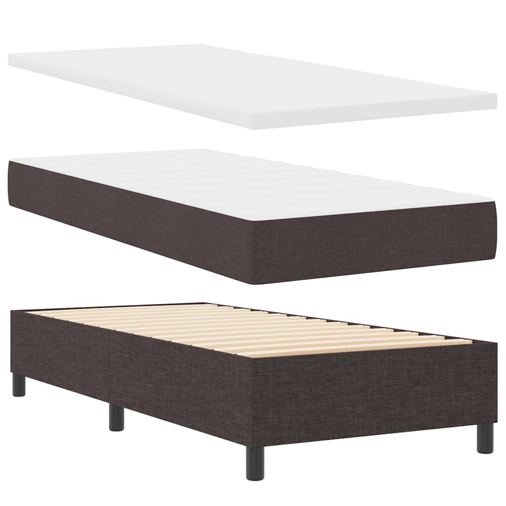 Letto a molle con testiera Marrone Scuro 100 x 200 cm Tessuto | homemem39
