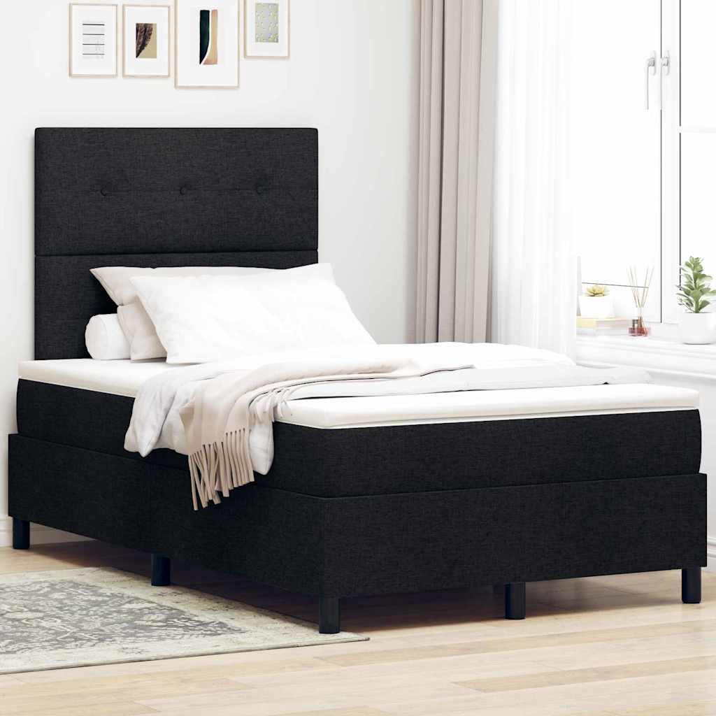 Letto a molle con testiera Nero 120 x 190 cm Tessuto