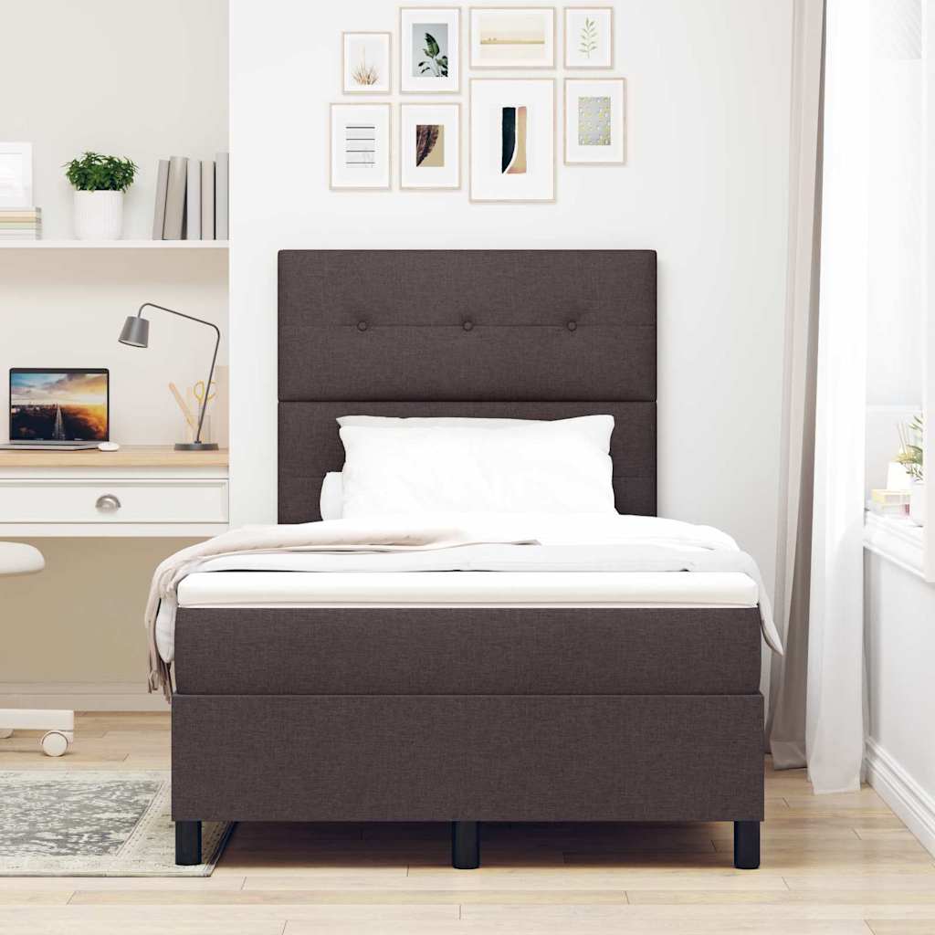 Letto a molle con testiera Marrone Scuro 120 x 190 cm Tessuto | homemem39