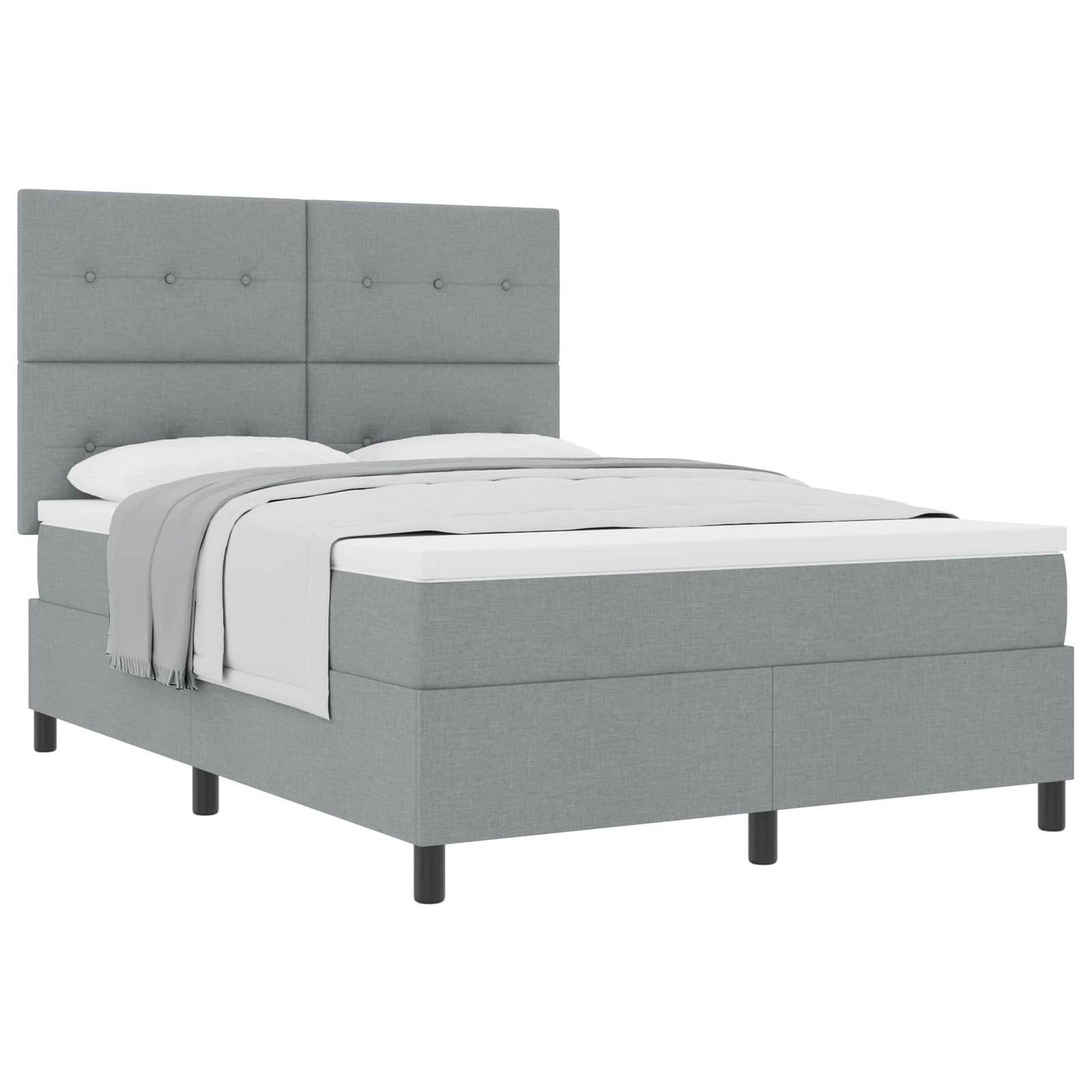 Letto a molle con testiera Grigio chiaro 140 x 190 cm Tessuto | homemem39