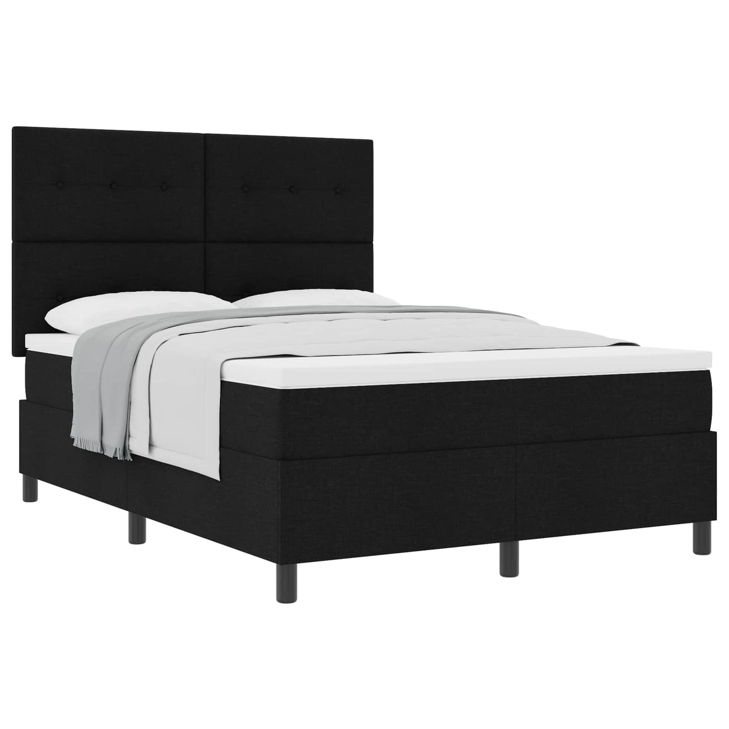 Letto a molle con testiera Nero 140 x 190 cm Tessuto