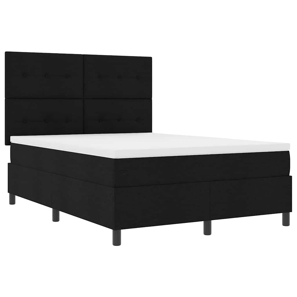 Letto a molle con testiera Nero 140 x 190 cm Tessuto | homemem39