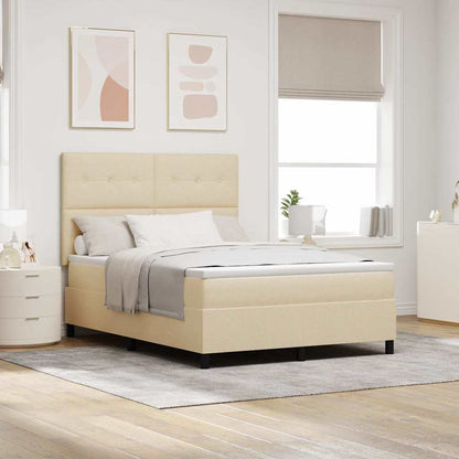 Letto a molle con testiera Crema 140 x 200 cm Tessuto | homemem39