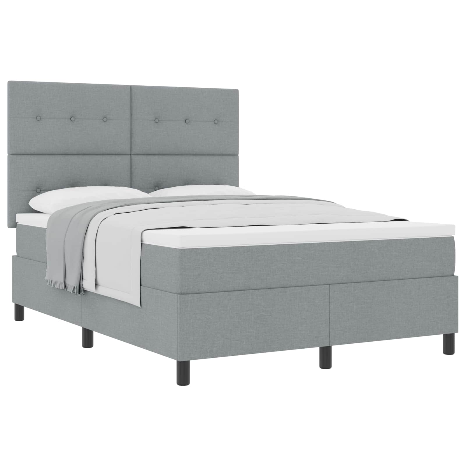 Letto a molle con testiera Grigio chiaro 160 x 200 cm Tessuto | homemem39