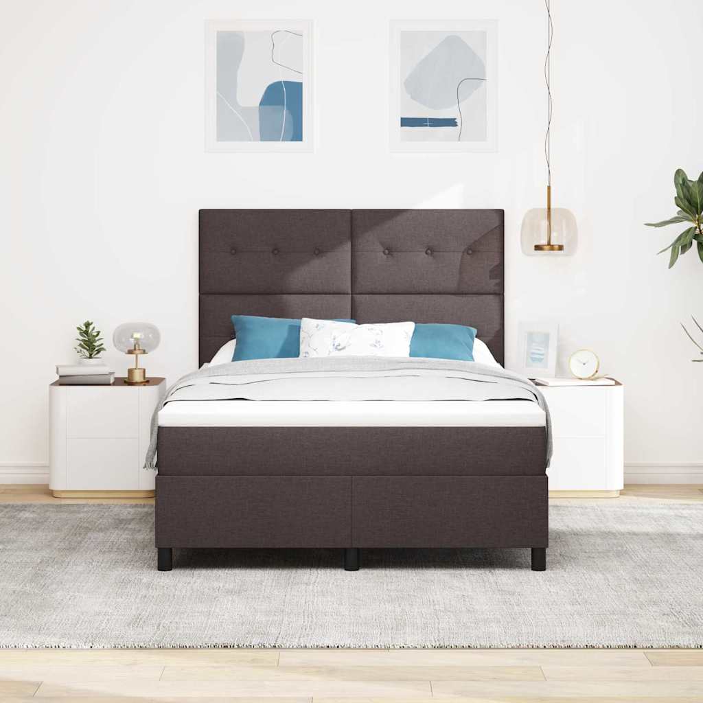 Letto a molle con materasso Marrone Scuro 160 x 200 cm Tessuto | homemem39