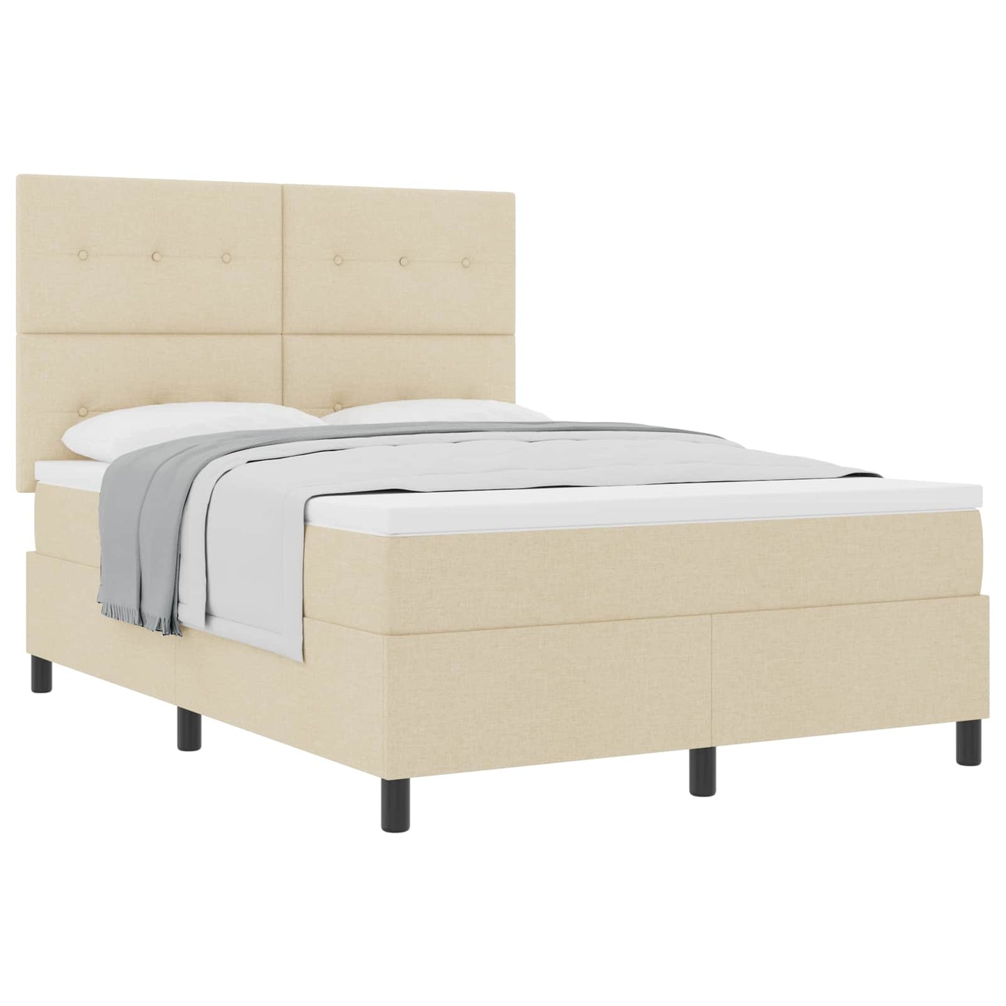 Letto a molle con testiera Crema 160 x 200 cm Tessuto