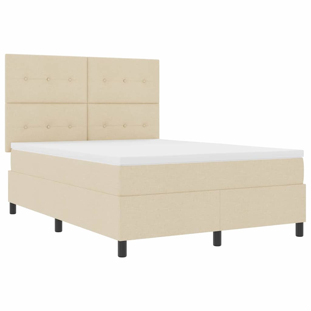 Letto a molle con testiera Crema 160 x 200 cm Tessuto
