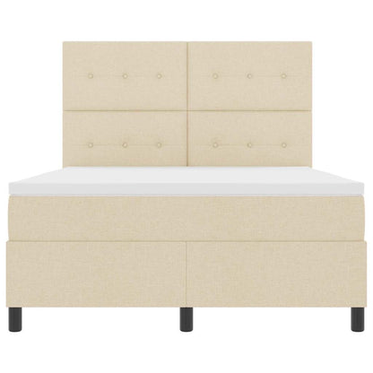 Letto a molle con testiera Crema 160 x 200 cm Tessuto