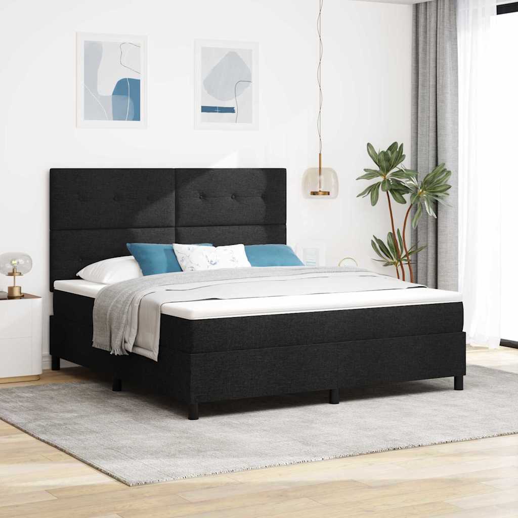Letto a molle con materasso Nero 180 x 200 cm Tessuto